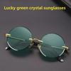 Солнцезащитные очки High-End с круглым кристаллом и зеленым камнем