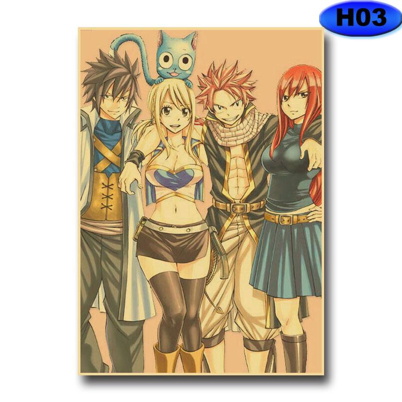 Anime Fairy Tail Posters Wall Stickers Kraft Paper Retro High Definition Poster Home Decor Living Room Bedroom Bar Decoration