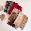 Роскошный осенне-зимний шарф из пряжи с сердечником: Шарф-накидка с кисточками в стиле letter, имитация кашемира, для тепла