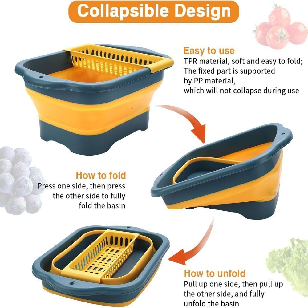 Kitchen Storage Tool Strainer Foldable Fruit Vegetable Washing Basket