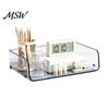 Compact Desk Organizer Clear Acrylic File Tray, 1/2/3/4/5 Tier Paper Ducument Space Saving Box Storage Box, Stackable Office Supplies Rack Transparent
