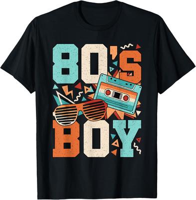 Мужская хлопковая футболка с коротким рукавом в стиле ретро 80-х, с принтом 'Boy Retro Cassette Sunglasses'