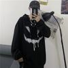 Готическая толстовка большого размера, черная Harajuku, эмо, графический пуловер в готическом стиле, женская осенняя уличная толстовка в стиле гранж, женская