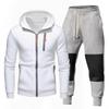 Mens Solid Color Hooded Sweatshirt Pants Set Casual Sportswear Outfit
