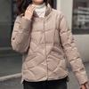 Зимняя женская пуховая куртка с тиснением, короткая модная легкая хлопковая стеганая куртка с воротником-стойкой