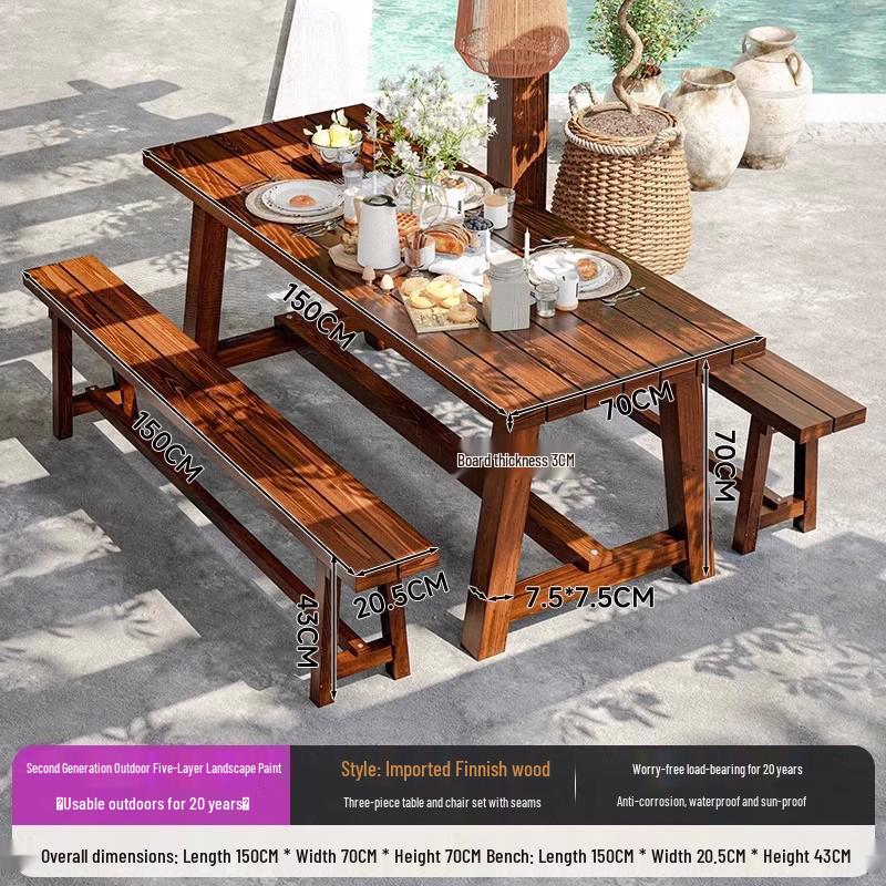 Outdoor Waterproof Anti-corrosion Wood Park Bench with Backrest