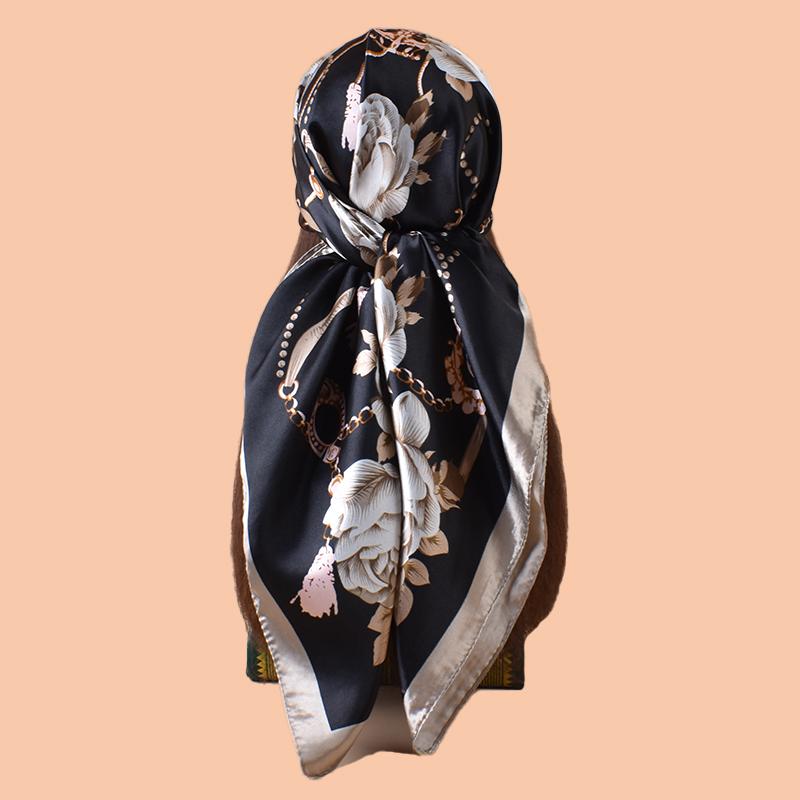 1PC Women's Summer Beach Accessory Fashion Satin Square Scarf 90*90inch Multi-use Headscarf Party Use Versatile Hair Towel