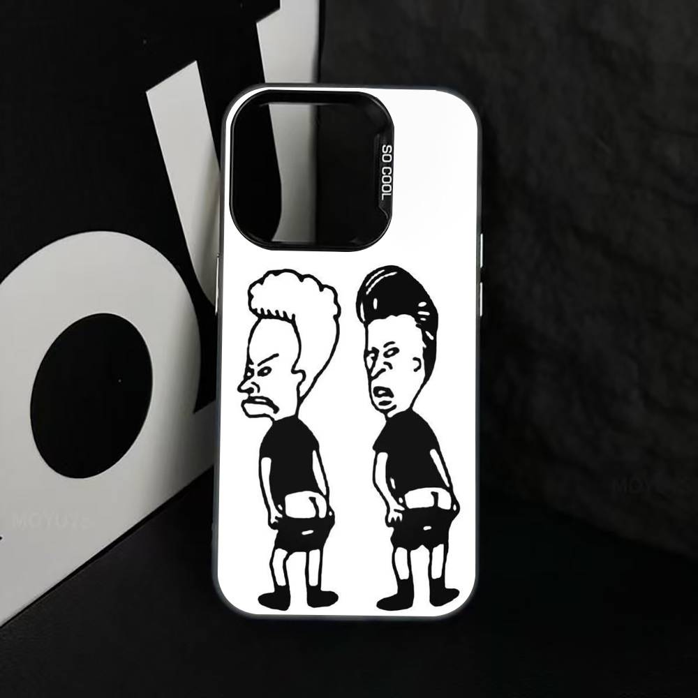Beavis & B-Head Phone Case For iPhone 17,16,15,14,13,12,11 Plus,Pro Max,XS,Colored Silver Plated Inside Cover