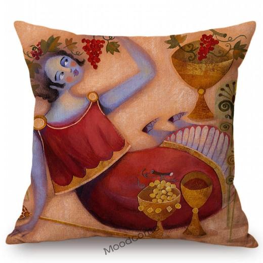 Abstract Elegant Lady Girl Cartoon Princess Queen Mermaid Lovely Dreamy Art Cotton Linen Sofa Pillow Case Linen Cushion Cover