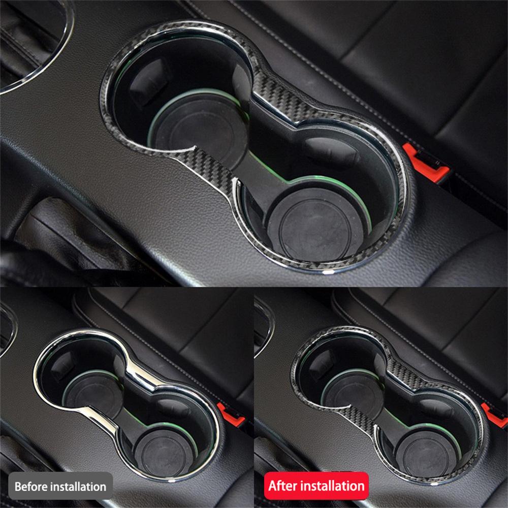 Real Carbon Fiber Cup Holder Cover Trim For Ford Mustang 2015-2023 Replacement