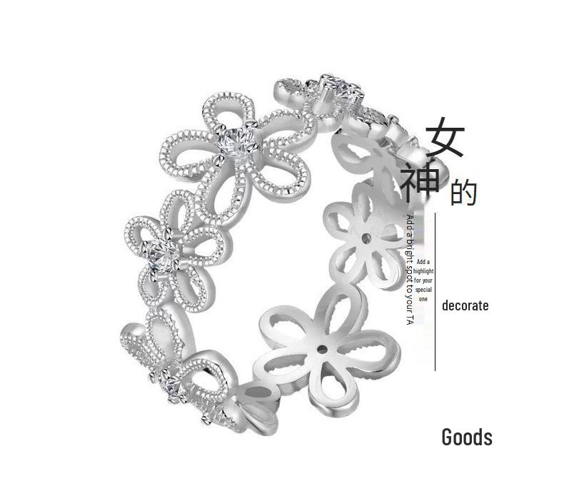 Кольцо из стерлингового серебра 925 пробы «Цветочные тени кружева»: Элегантный ажурный дизайн с цветами для женщин