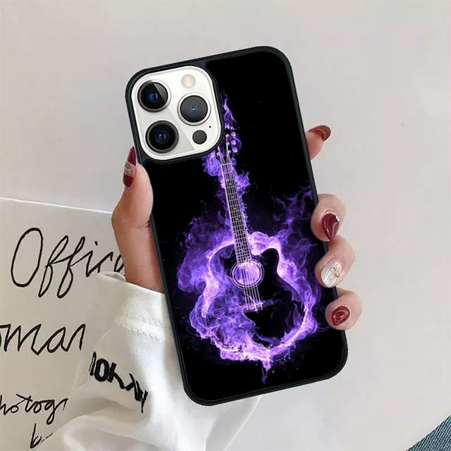 Retro Guitar Music Phone Case Back Cover for iPhone 17 Air 16 15 14 13 11 12 Pro Max Plus Shell Coque