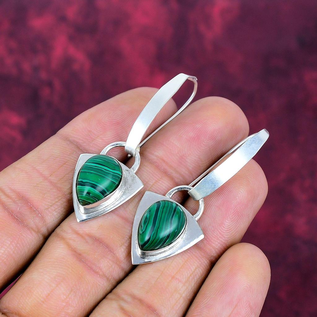 Серьги с малахитом, ювелирные изделия из стерлингового серебра 925 пробы, подарок для женщин, серьги ручной работы, ювелирные изделия с драгоценными камнями