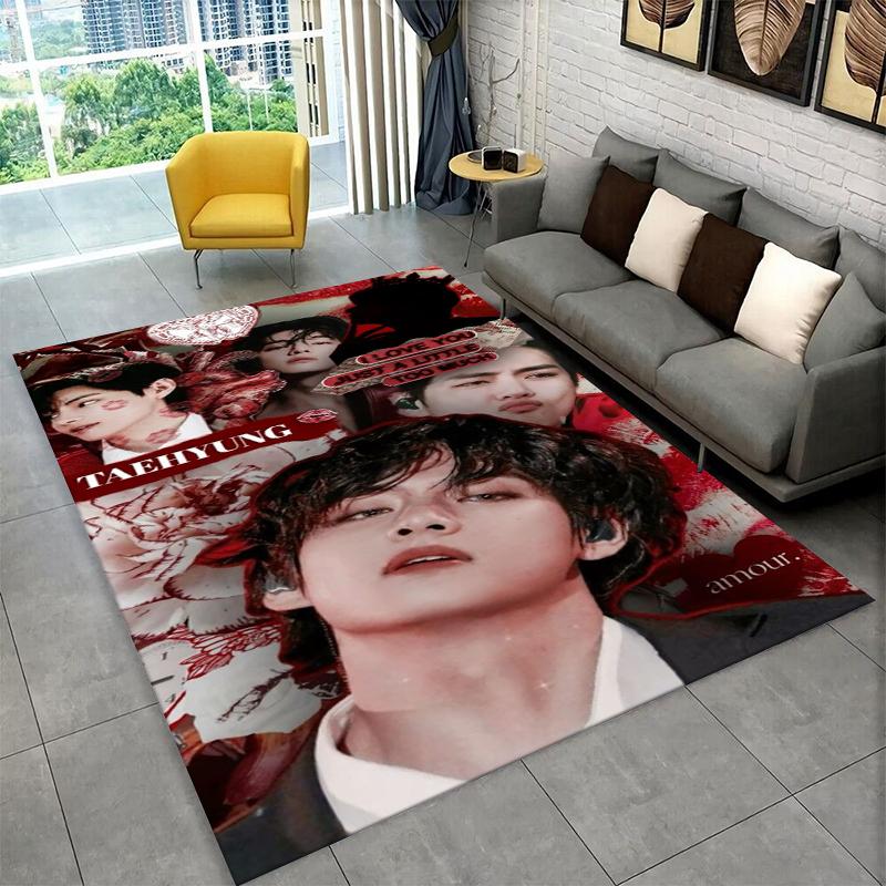 Kpop B-BTS Ким Тэ Хён V Ковер для Игровой Комнаты, Спальни, Гостиной, Дивана, Домашнего Декора, Детский Ковер Нескользящий Коврик для Пола Подарок