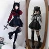 Jirai Kei Outfit Lolita Girls Blouse Women Long Sleeve Shirt Kawii Bow Black Skirts Shirts Y2K Sweet Japanese Lady Style Set