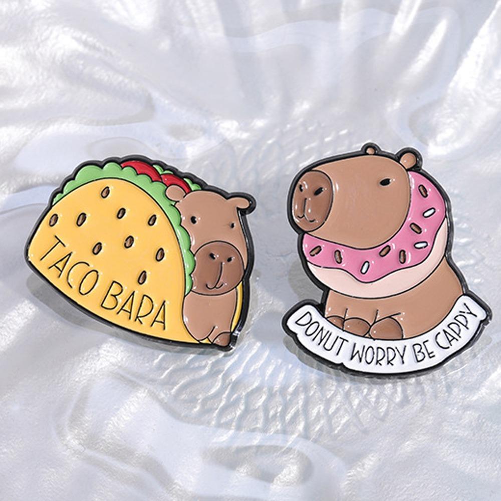 Брошь в виде капибары Taco, детский подарок, металлическая мультяшная булавка в виде животного, мультяшная милая брошь в виде капибары, сплав, значок, рюкзак, аксессуары
