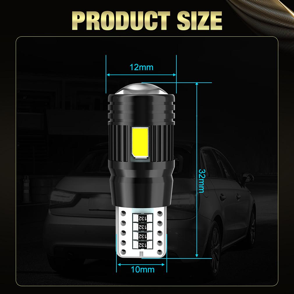 2 шт. светодиодных ламп W5W T10 Canbus CSP 6000K 168 194, линза проектора 5w5, клиновидная карта салона автомобиля, плафоны, габаритные огни, сигнальная лампа для автомобиля