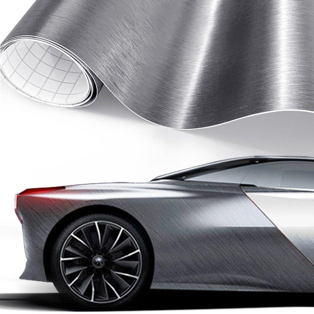 ПВХ Наклейки на Авто Матовые Текстура Brushed Aluminum Водонепроницаемые Металлик Премиум Стайлинг Авто Серебристые Наклейки Крутые Черные Серые