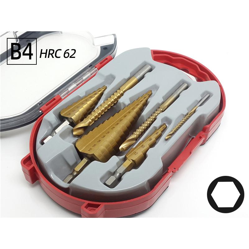 6Pcs HSS Steel Titanium Step Drill Bit Set 4-12/20/32mm Metal Hole Cutter Wood Cone Core Drilling Hole Saw Tool+3,6,8 Saw Drill