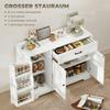 Modern Kitchen Sideboard with Drawer, Adjustable Shelves, Small Kitchen Pantry with Door Compartments, White