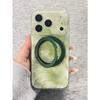 Ins корейский зеленый размытый 360 вращающийся держатель для iPhone17Promax Apple 16/15 чехол для мобильного телефона