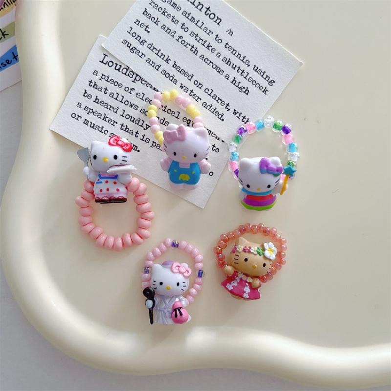Sanrio Hello Kitty Кольца с бусинами Кольца с бусинами Аниме Аксессуары Подарки на день рождения для женщин Девочек