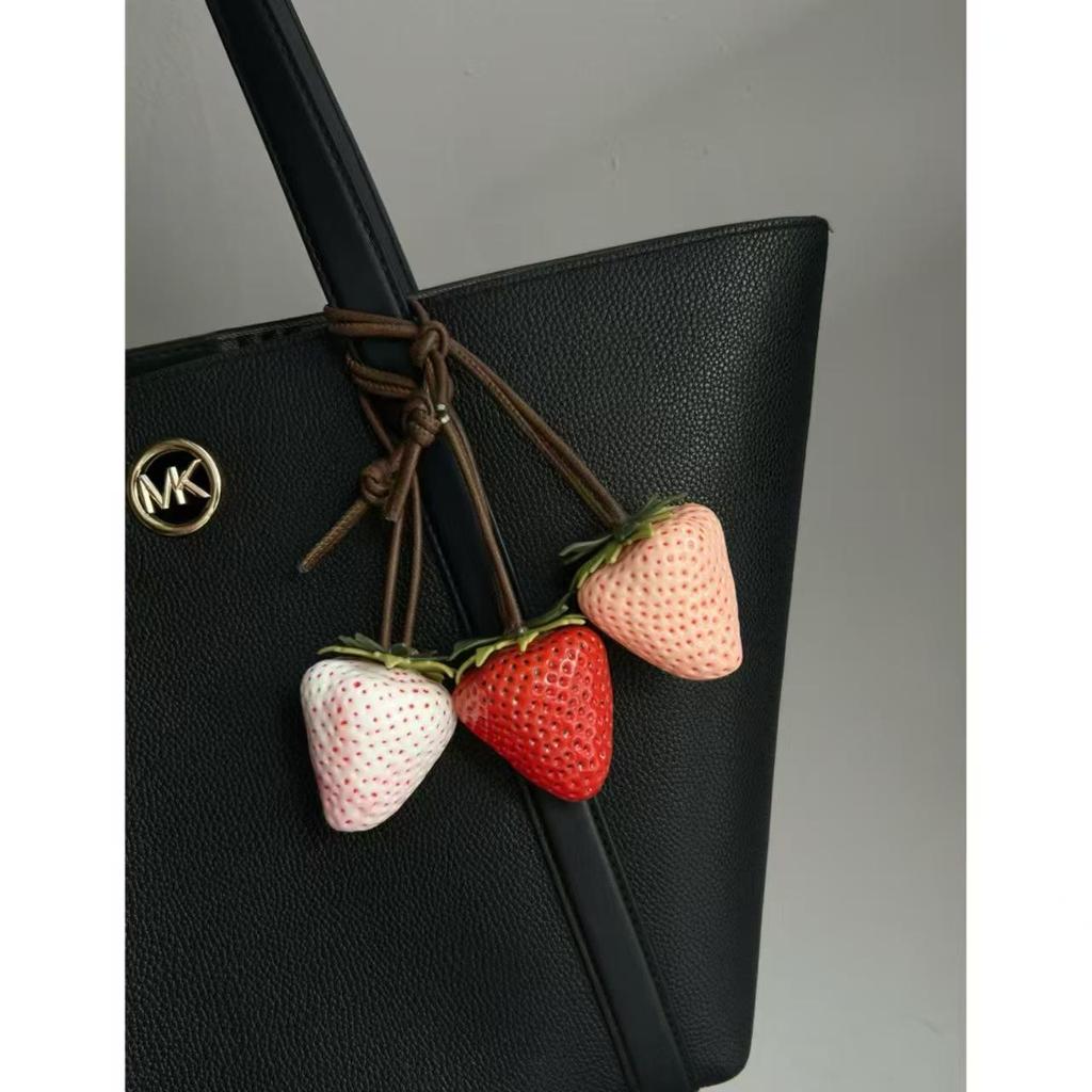 High-End Cute Strawberry Pendant: Fashionable 3D Bag Charm and Backpack Accessory for Couples