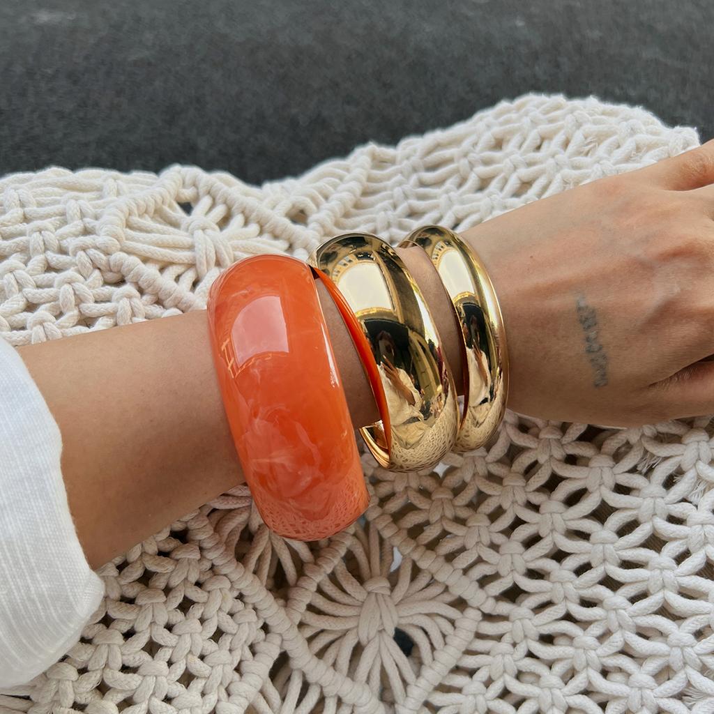 Ingemark 3 Styles Creative Chunky Resin Acrylic Bangles for Women on Hand 2025 New Fashion Wide Spring Arm Bracelet Jewelry Gift