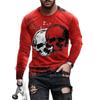 Retro Long Sleeve T-shirts For Men 3d Print Skull Long Sleeve Cotton Tops Street Hip Hop O Neck Pullover Oversized Tee Shirt Men