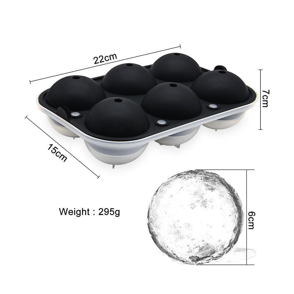Набор из 6 круглых силиконовых форм для льда с 4-отверстиями для шариков льда и контейнером для льда