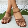 Fashion Summer 2025 Hot Sale Open Toe Women's Sandals Rome Elastic Band Flat with Narrow Band Weave Sandals Outdoor Casual Beach Shoes