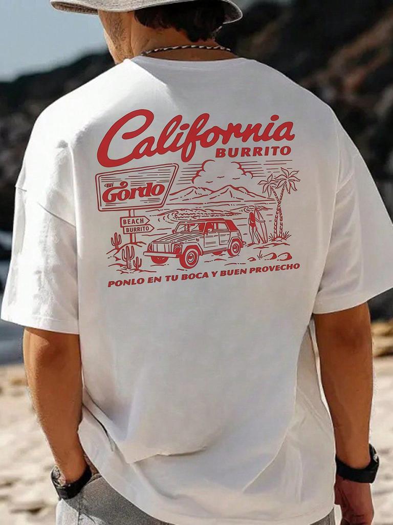 Unisexs Vintage California Gordo Print Tshirt 100 Polyester Casual Surf Style Short Sleeve Streetwear Tee Sxxl