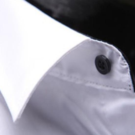 Men Shirt Contrast Colors Turn-down Collar Single-breasted Slim Spring Shirt for Work