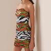Топ-труба с пайетками, разноцветными вышитыми полосками животных, женское сексуальное платье-обертка для вечеринки, женская одежда