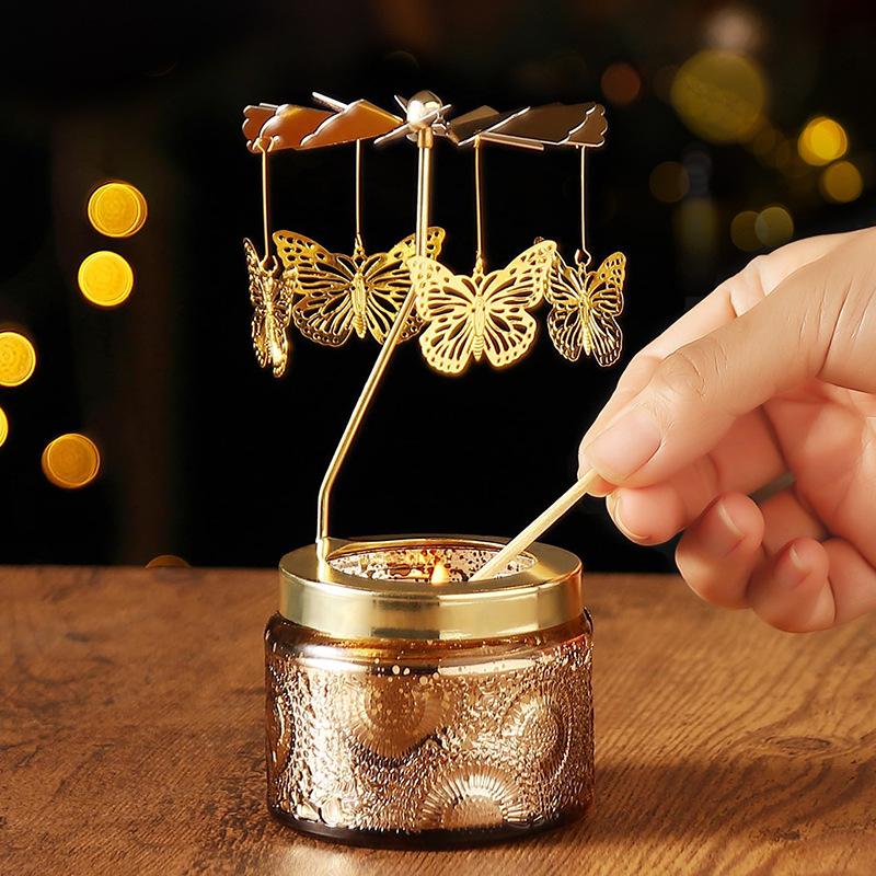 Rotating Soy Wax Scented Candle Holder - Birthday Gift & Home Decor