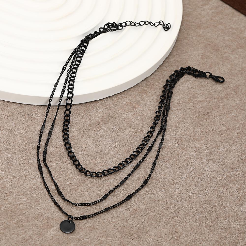 Retro Cuban Magic Multi - Layer Irregular Round Piece Necklace , Trendy Fashion Layered Mibei Pendant Jewelry