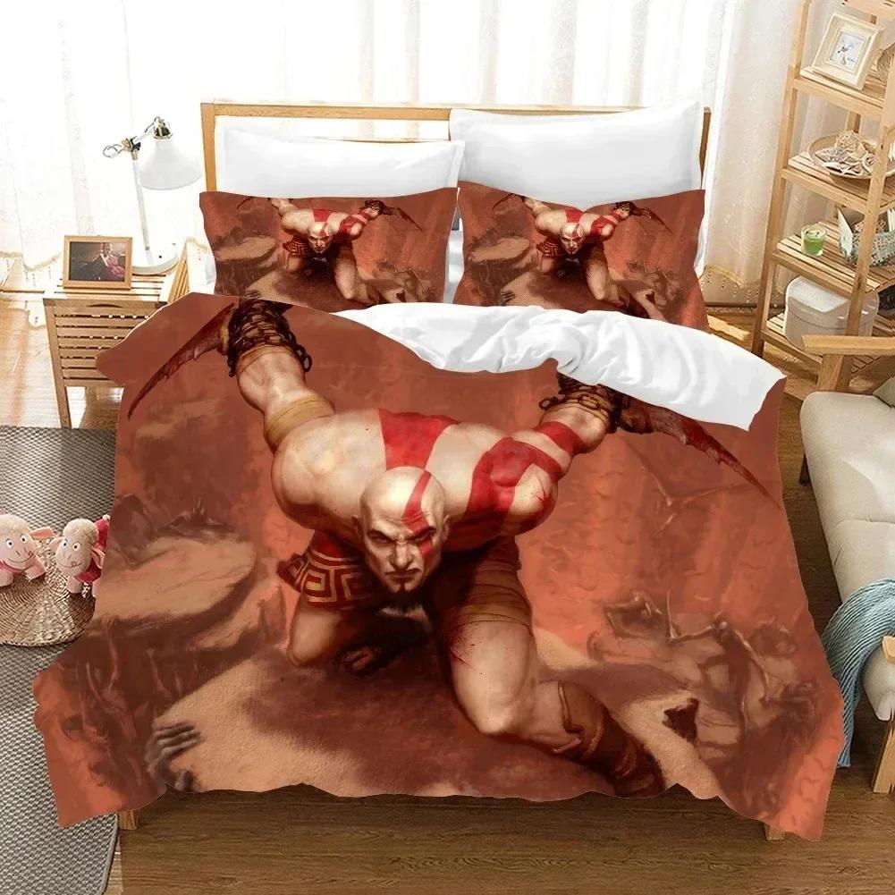 3D Print Game God of War Bedding Set Printed Bed Set With Pillowcase Duvet Cover Soft Queen King Size Bedclothes Home Boys Adult