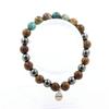 Namibian Chrysocolla Bracelet + Hematite Beads + 8 Mm Wood