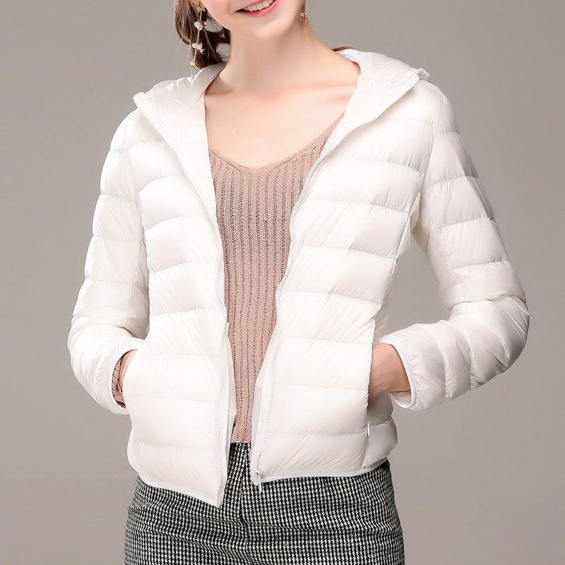 Fashion Female Cold Jacket Women Winter Light White Duck Down Jacket Slim Puffer Jacket Portable Windproof Down Coat
