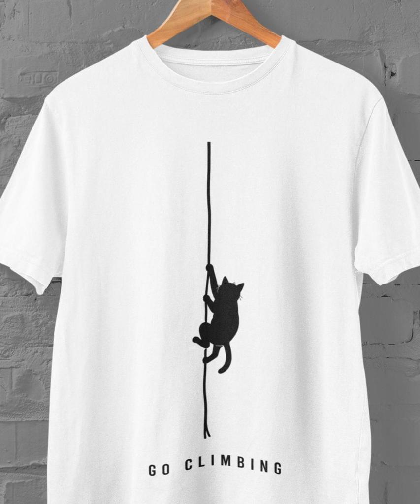 Go Climbing Cat Shirt – Minimalist Rope Graphic Tee for Climbers
