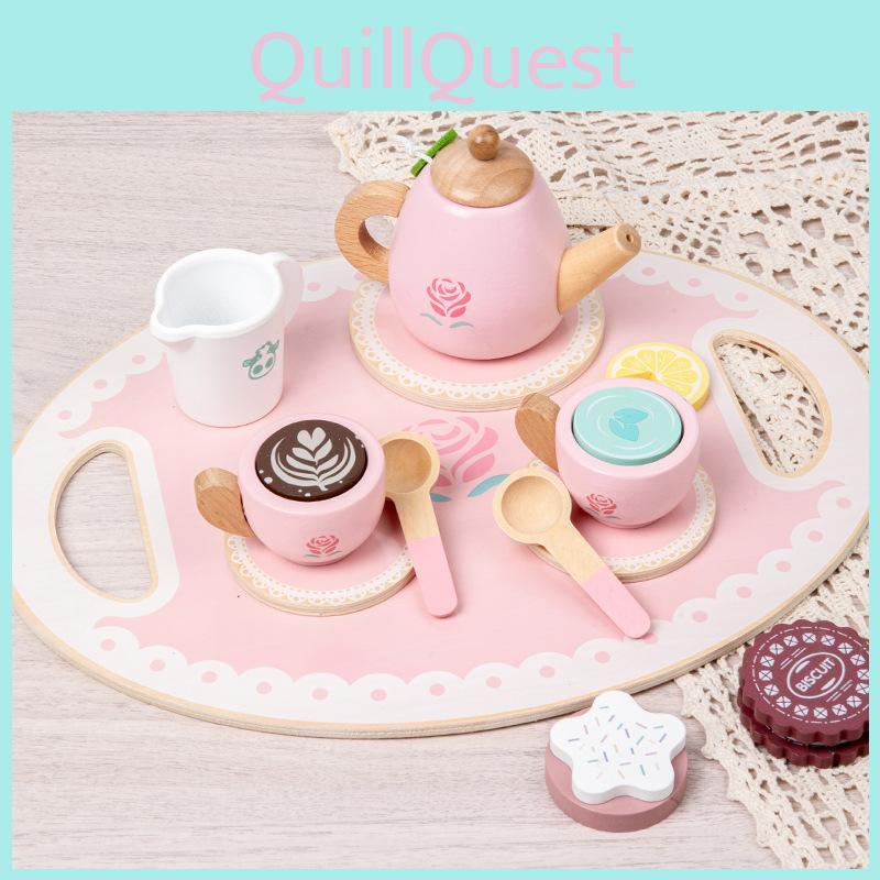 Wooden Childrens Tea Set With Pretend Play Accessories For Kids Educational Toy