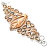 Cowrie Shell, Morganite Gemstone Handmade 925 Sterling Silver Bracelet 7-8" P7s84