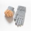 Double-Layer Thickened Touchscreen Gloves Winter Knit Wool Warm Windproof Thermal Gloves for Men Women Outdoor Cycling