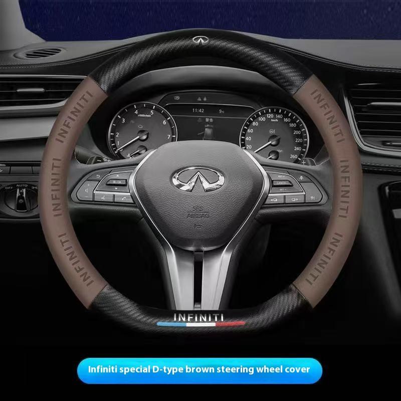 Автомобильная крышка рулевого колеса из углеродного волокна и кожи для Infiniti Q30 Q50 Q60 Q70 JX35 FX35 G37 M35 ESQ QX30 QX50 QX55 QX56 QX60 QX70 QX80 XX444