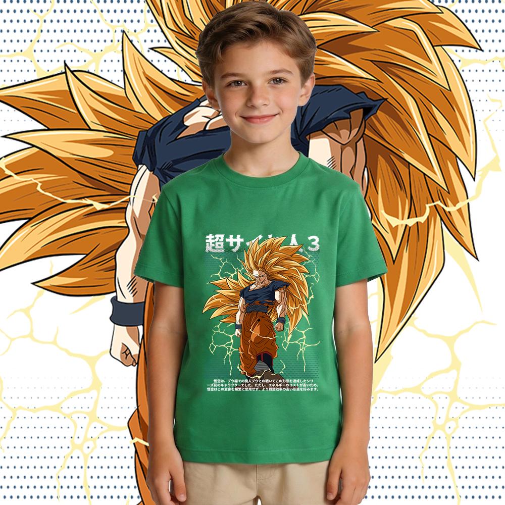 DBZ Goku SS3 Anime Print Boys Girls 100 Cotton T Shirt Kids Casual Short Sleeve Top Summer Breathable Tee