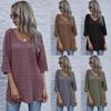 Women Autumn Winter V-neck Pocket Slit Knit Top