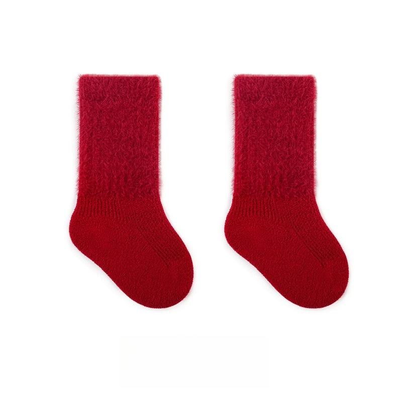 Baby Socks Autumn Winter Thickened Warm Children Red New Year Socks Full Moon Year Old Boy Girl Toddler Boneless Mid Tube Socks