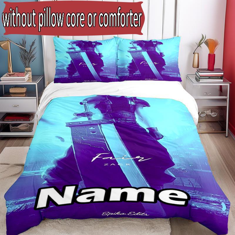 3pcs Duvet Cover Set (1*Duvet Cover + 2*Pillowcase, Without Core), Custom Name Final Fantasy Pattern Bedding Set, Home Bedroom Decor Gift