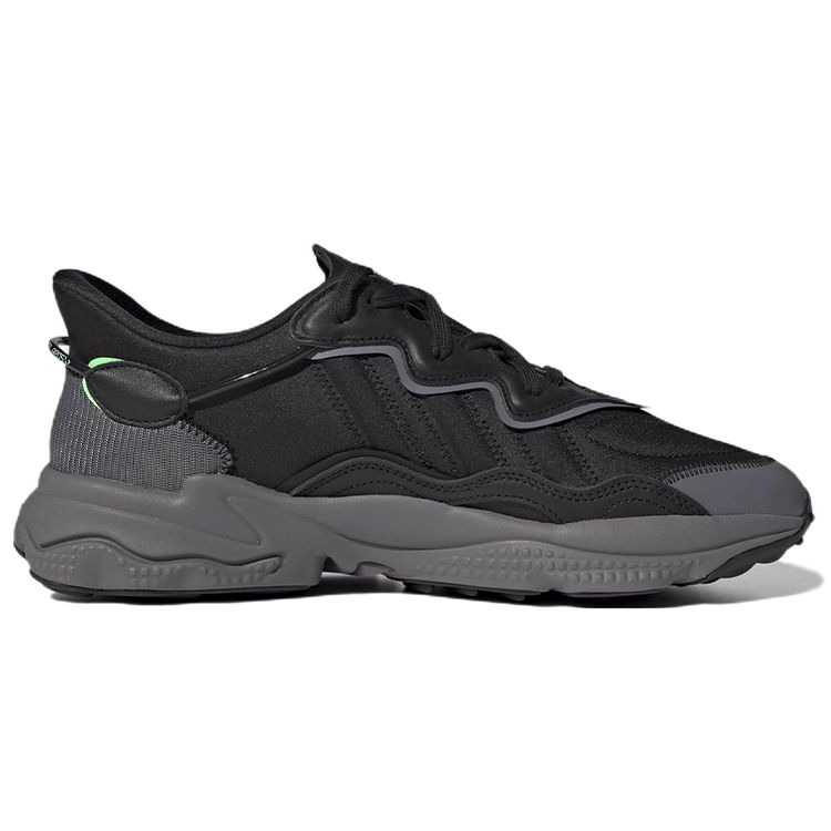 Adidas Ozweego Черный Угольный Кричащий Зеленый Мужские Кроссовки Основной-Черный Угольный-Однотонный-Серый HR1168