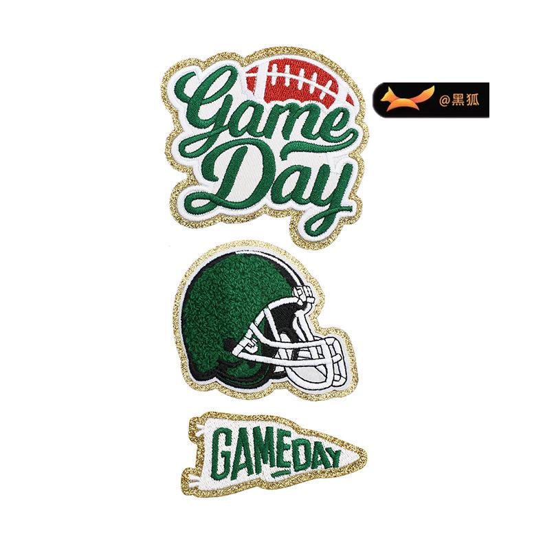 Black Fox Glitter Powder Football Chenier Embroidery Cloth Sticker Baseball Uniform Decoration Diy Patch